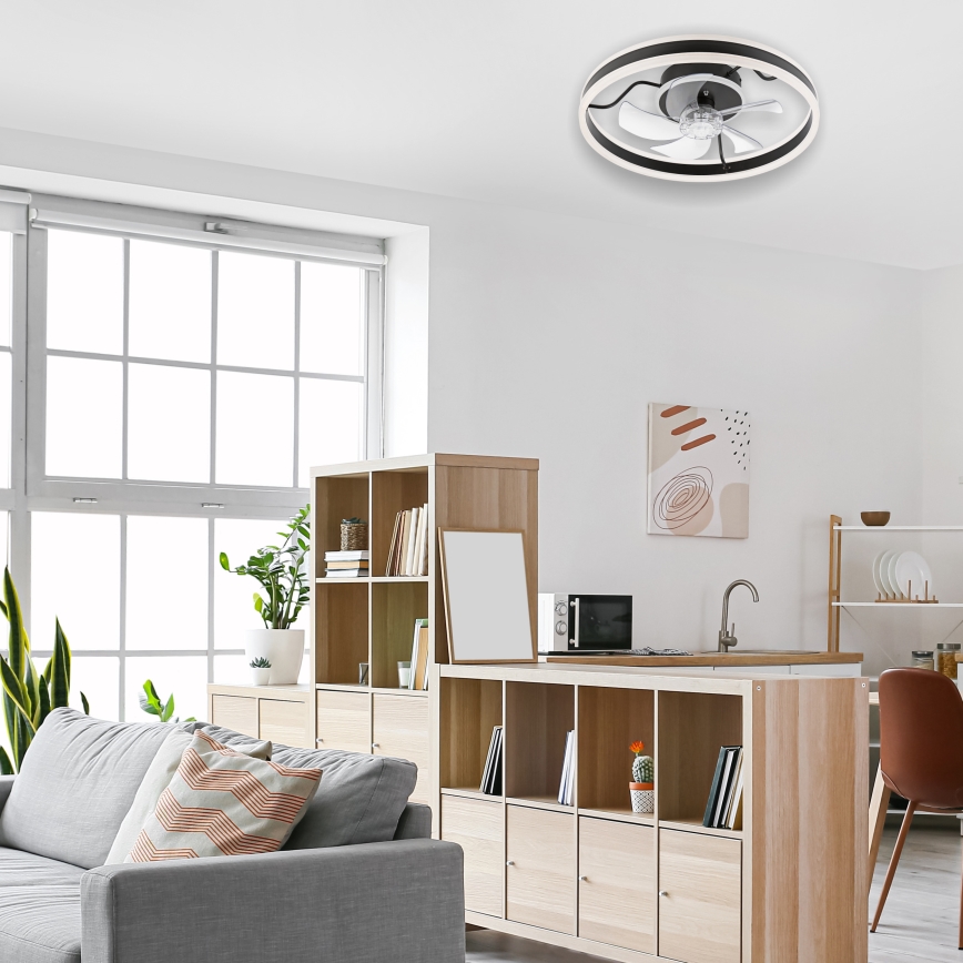 Dimmbare LED-Deckenleuchte mit Ventilator APOLLO LED/38W/230V schwarz + Fernbedienung