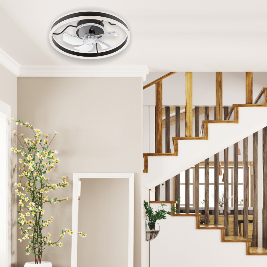 Dimmbare LED-Deckenleuchte mit Ventilator APOLLO LED/38W/230V schwarz + Fernbedienung