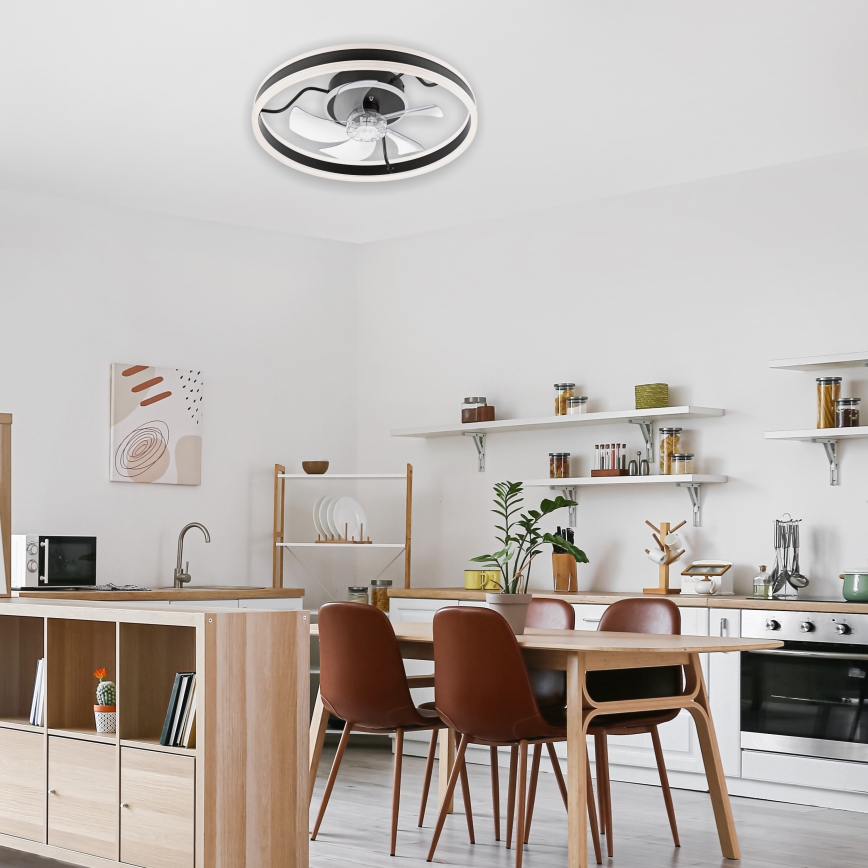 Dimmbare LED-Deckenleuchte mit Ventilator APOLLO LED/38W/230V schwarz + Fernbedienung