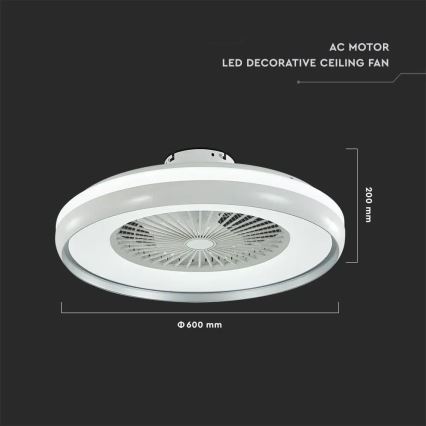 LED-Deckenleuchte mit Ventilator LED/32W/230V 3000/4000/6500K grau + Fernbedienung