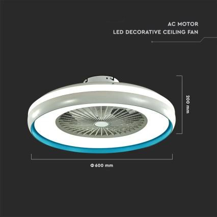 LED-Deckenleuchte mit Ventilator LED/45W/230V 3000/4000/6500K blau + Fernbedienung