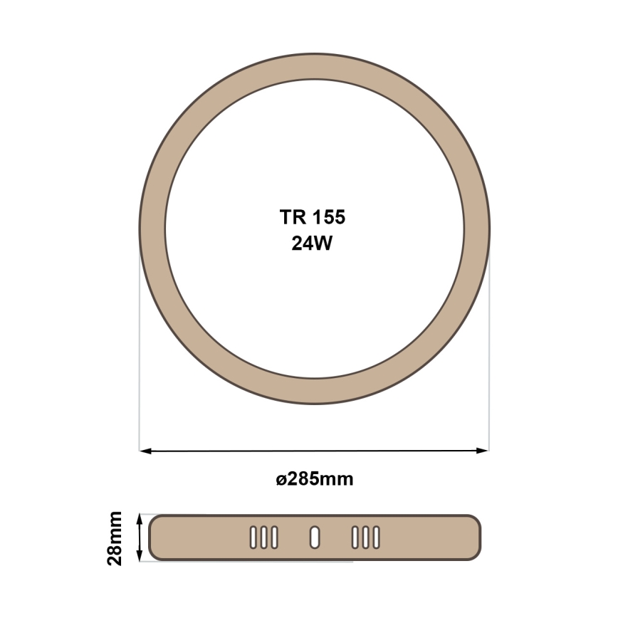 LED-Deckenleuchte RING LED/24W/230V 4200K d 28,5 cm braun