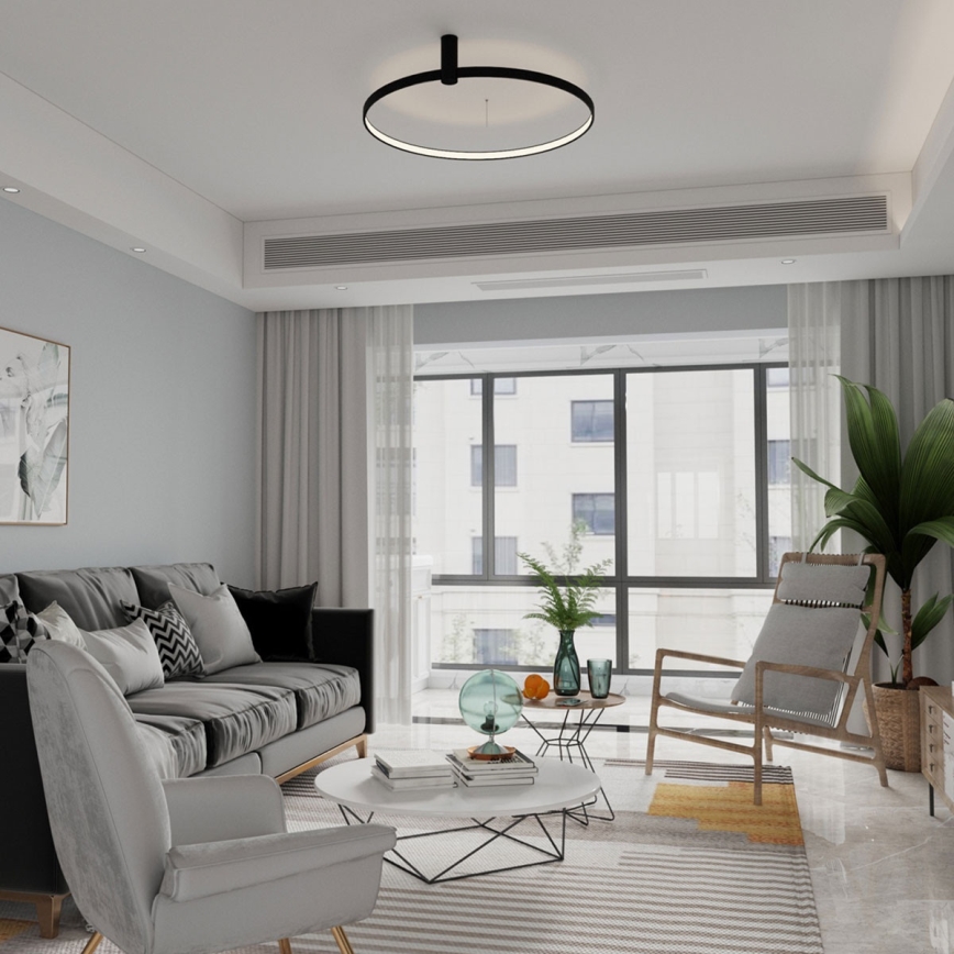 LED-Deckenleuchte RING S, 34 W, 230 V, 3000/4000/6000 K, Ø 60 cm, schwarz