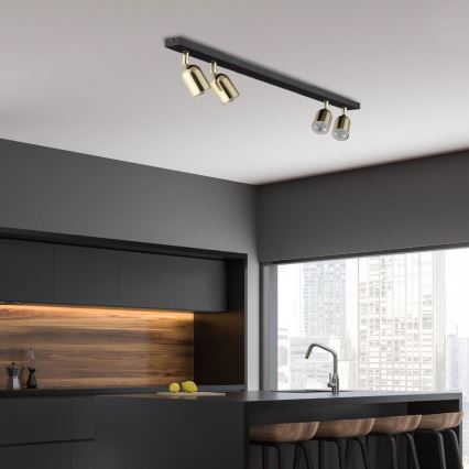LED-Deckenspot TOP 4xGU10/10W/230V schwarz/gold