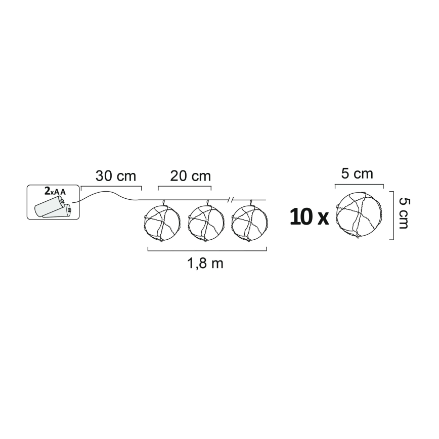 LED-Dekorationsbeleuchtung AHNE 10xLED/2xAA