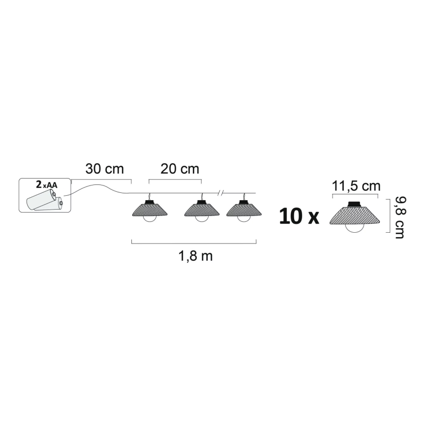 LED Dekorationslampe ASTRA 10xLED/2xAA