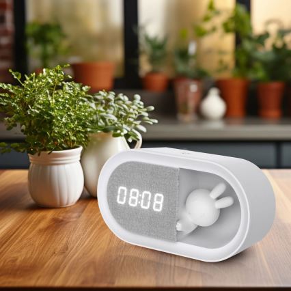 LED dimmbare Nachtlampe mit Wecker BUNNY LED/1,2W/5V 3000K