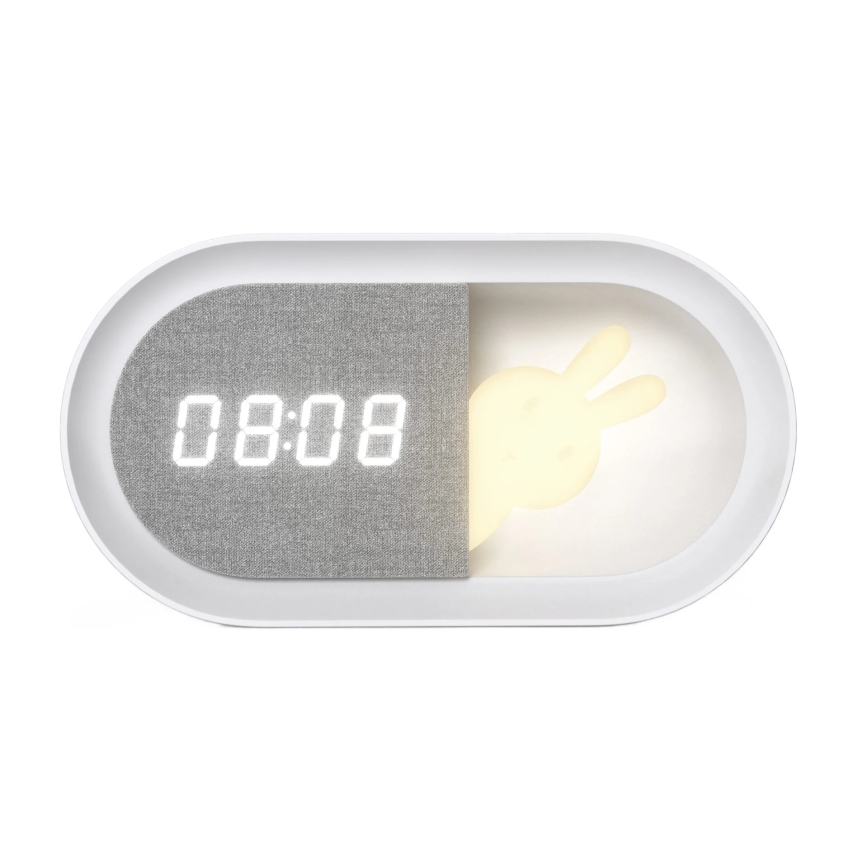 LED dimmbare Nachtlampe mit Wecker BUNNY LED/1,2W/5V 3000K
