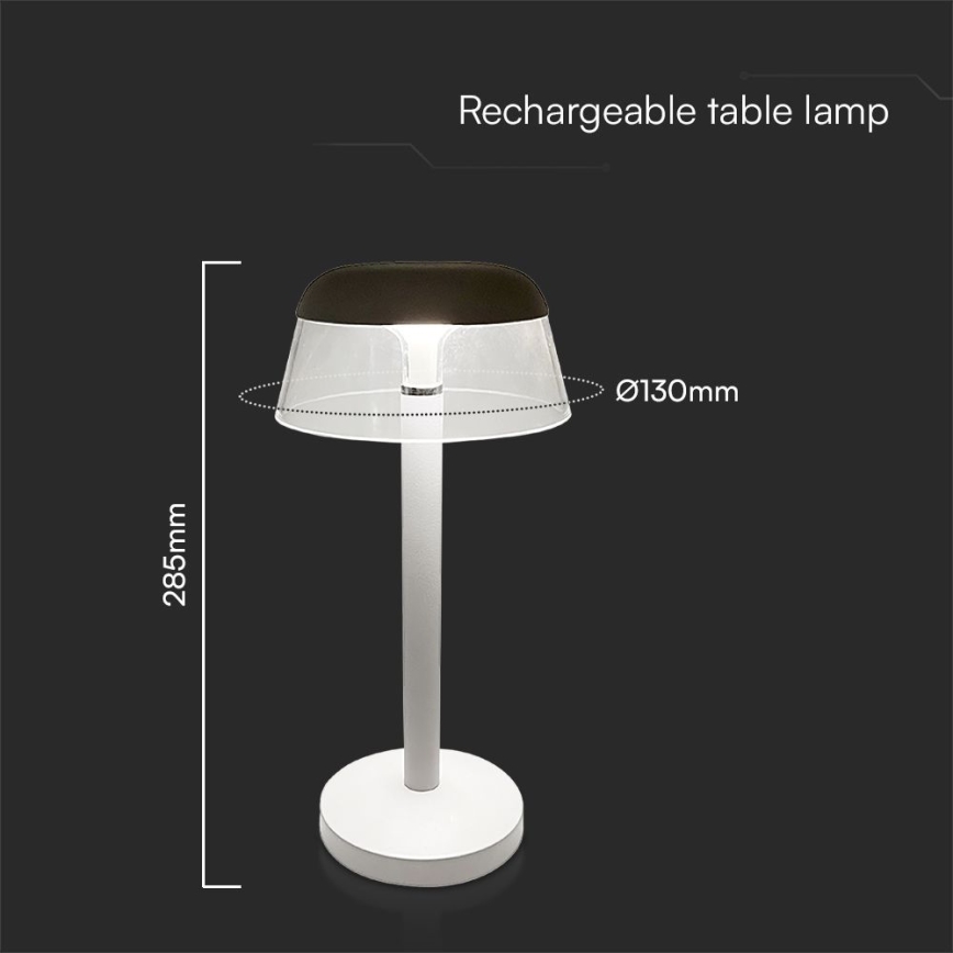 LED Dimm- und aufladbare Tischleuchte mit Touch-Funktion LED/3W/5V 3000-6000K 1800 mAh weiß