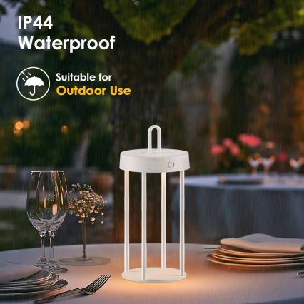 Dimmbare, wiederaufladbare LED-Tischlampe für den Außenbereich mit Touch-Bedienung GENTLE LED/1,5W/3,7V 3000 mAh IP44 weiß