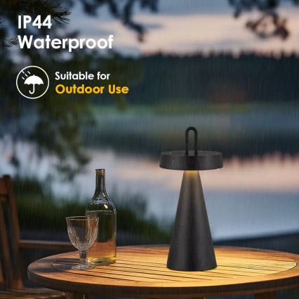 Dimmbare, wiederaufladbare Touch-Tischlampe für den Außenbereich HALO LED/1,5W/3,7V 3000 mAh IP44 schwarz