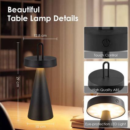 Dimmbare, wiederaufladbare Touch-Tischlampe für den Außenbereich HALO LED/1,5W/3,7V 3000 mAh IP44 schwarz