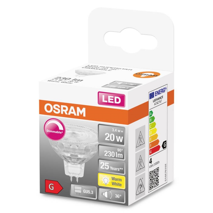 LED dimmbare Lampe GU5,3/3,4W/230V 2700K CRI 90 - Osram