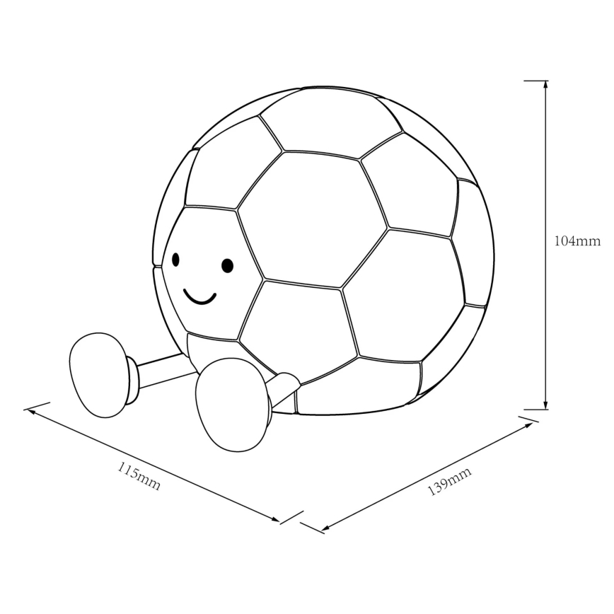 LED-Dimmbares Kinder-Touch-Licht FOOTBALL LED/2W/5V USB 1200 mAh weiß/schwarz