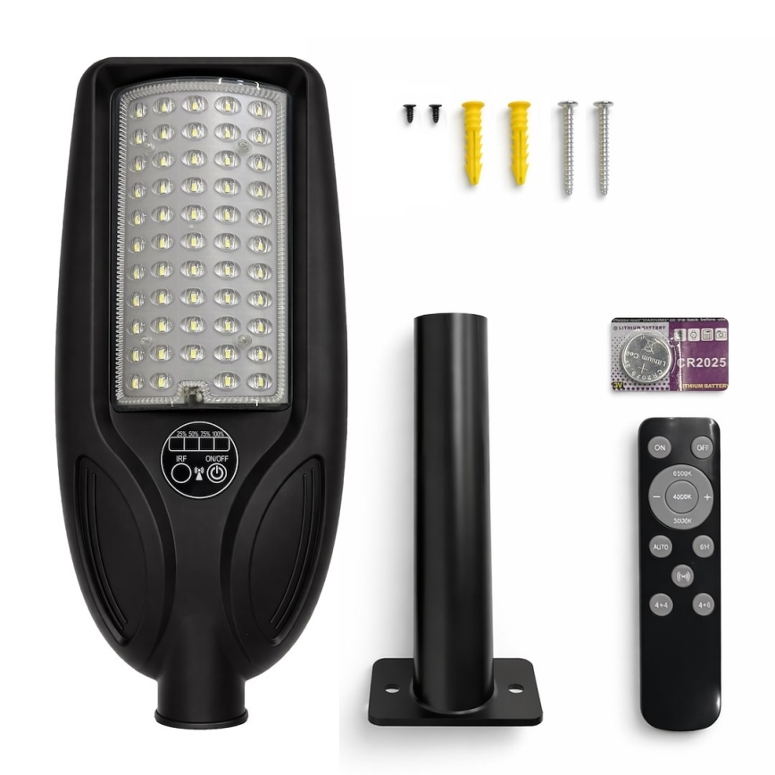 LED-dimmbare Solar-Straßenleuchte mit Sensor VENICE LED/50W/3,2V 4000 mAh IP65 schwarz + Fernbedienung