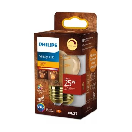 LED-dimmbar VINTAGE-Glühbirne Philips P45 E27/3,1W/230V 2200K CRI 90