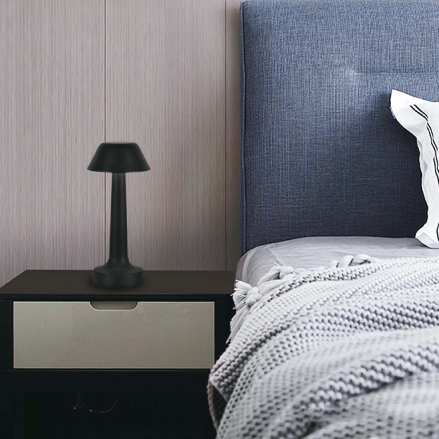 LED dimmbare, wiederaufladbare Touch-Tischlampe LED/1W/5V 3000-6000K 1800 mAh schwarz