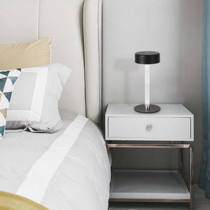 LED dimmbare, wiederaufladbare Touch-Tischlampe LED/3W/5V 3000-6000K 2400 mAh schwarz