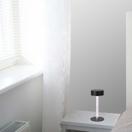 LED dimmbare, wiederaufladbare Touch-Tischlampe LED/3W/5V 3000-6000K 2400 mAh schwarz