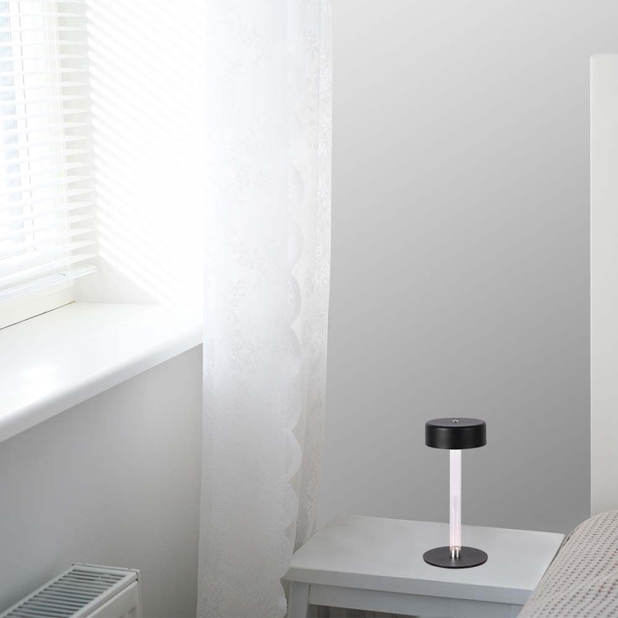 LED dimmbare, wiederaufladbare Touch-Tischlampe LED/3W/5V 3000-6000K 2400 mAh schwarz