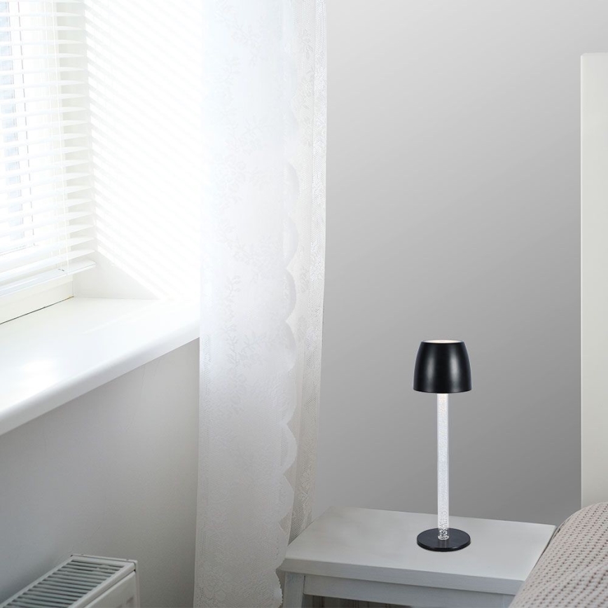 LED dimmbare, wiederaufladbare Touch-Tischlampe LED/3W/5V 3000K 1800 mAh schwarz