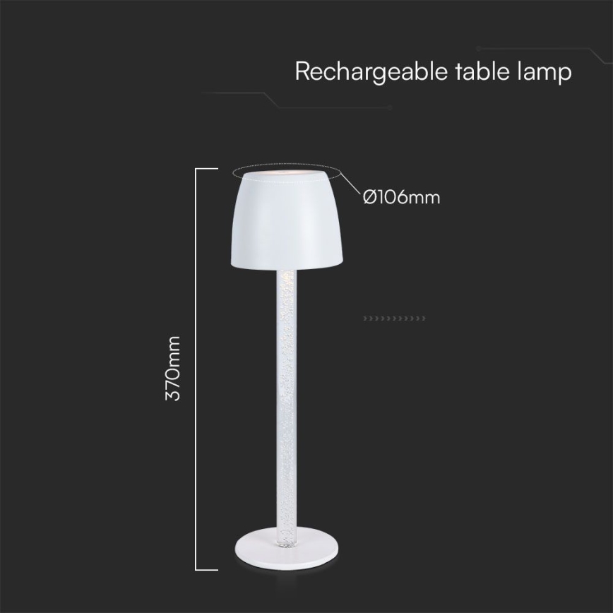 LED dimmbare, wiederaufladbare Touch-Tischlampe LED/3W/5V 3000K 1800 mAh schwarz