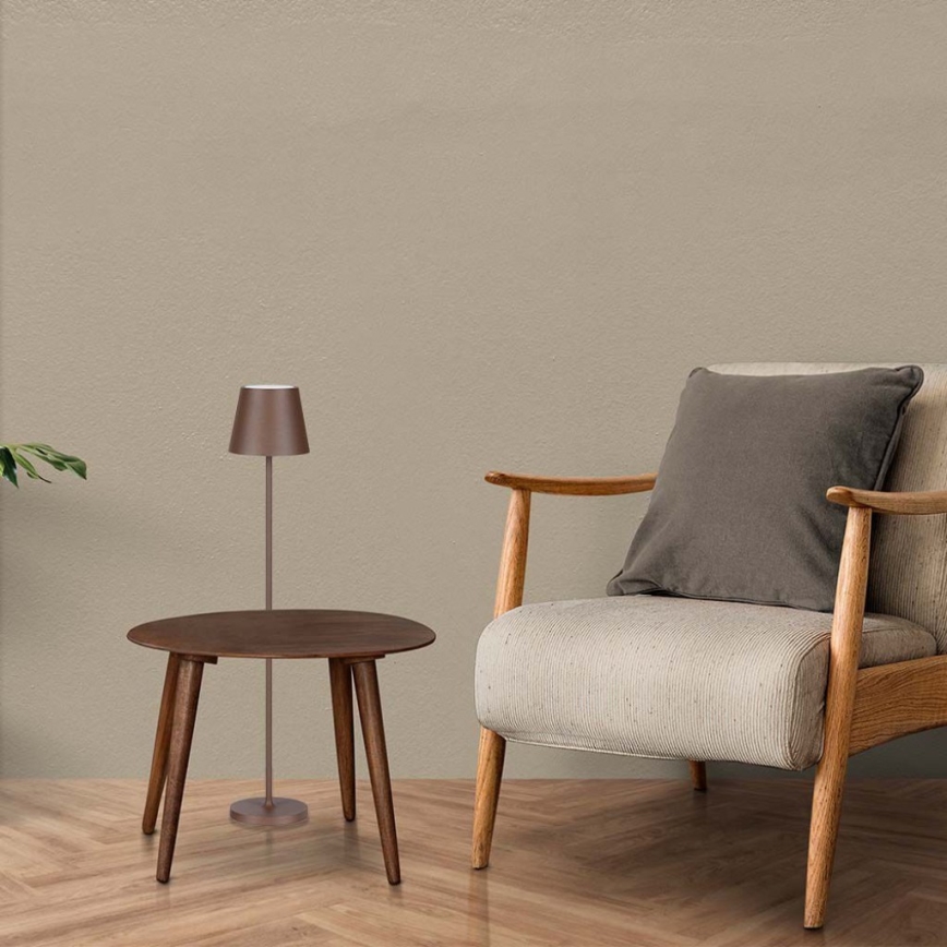 LED dimmbare wiederaufladbare Stehlampe 3in1 LED/4W/5V 4400 mAh 3000K IP54 Braun