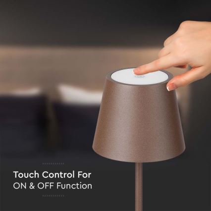 LED dimmbare wiederaufladbare Stehlampe 3in1 LED/4W/5V 4400 mAh 3000K IP54 Braun