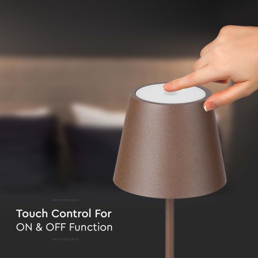 LED dimmbare wiederaufladbare Stehlampe 3in1 LED/4W/5V 4400 mAh 3000K IP54 Braun