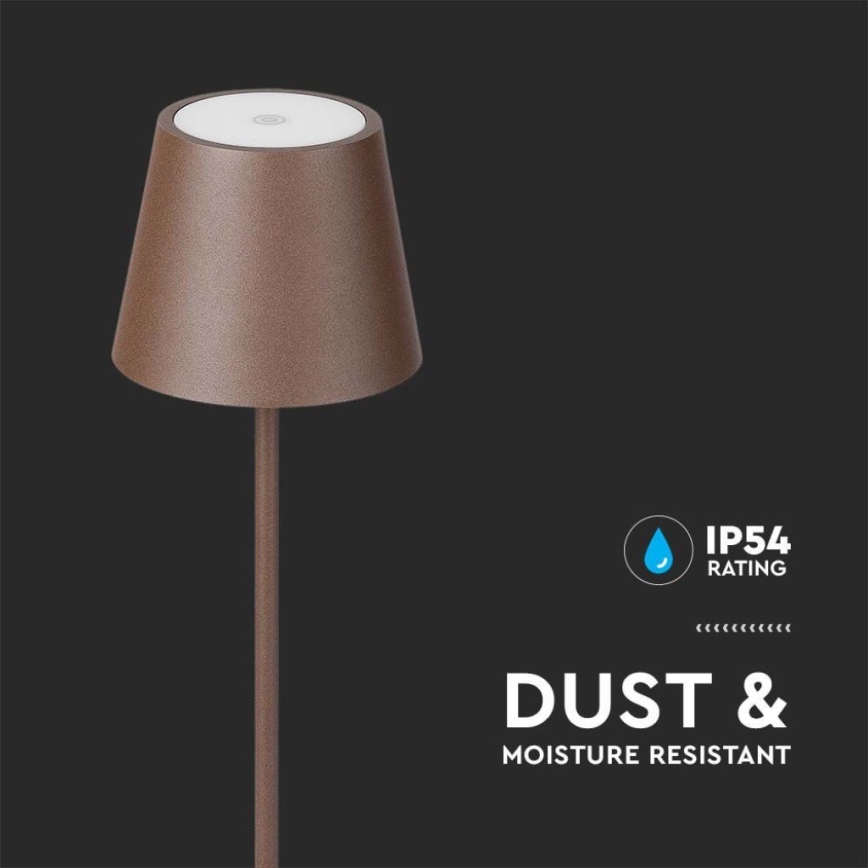 LED dimmbare wiederaufladbare Stehlampe 3in1 LED/4W/5V 4400 mAh 3000K IP54 Braun