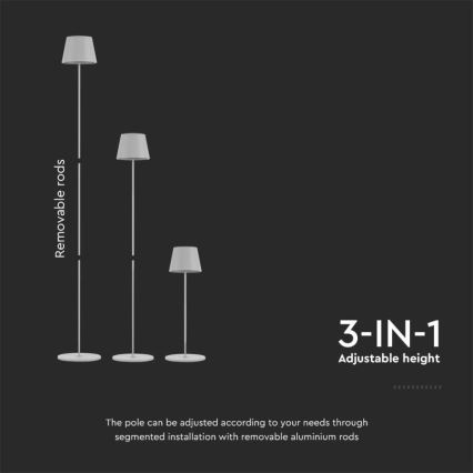 LED dimmbare wiederaufladbare Stehlampe 3in1 LED/4W/5V 4400 mAh 3000K IP54 weiß