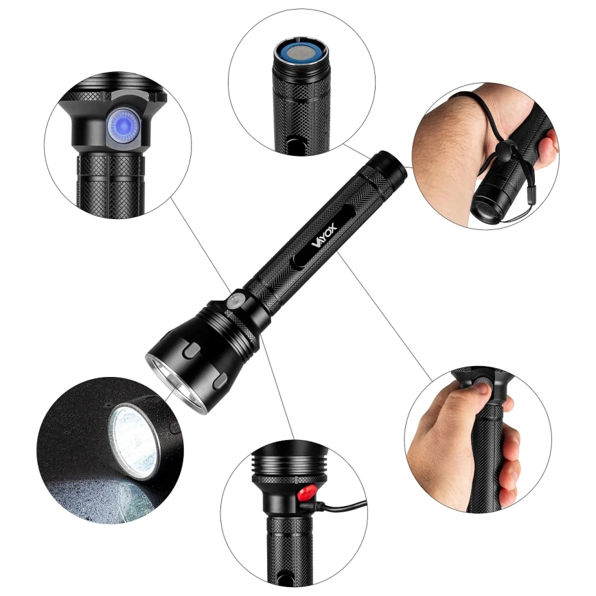 LED Dimmbares wiederaufladbares Taschenlampe LED/20W/5V IPX5 1570 lm 8400 mAh