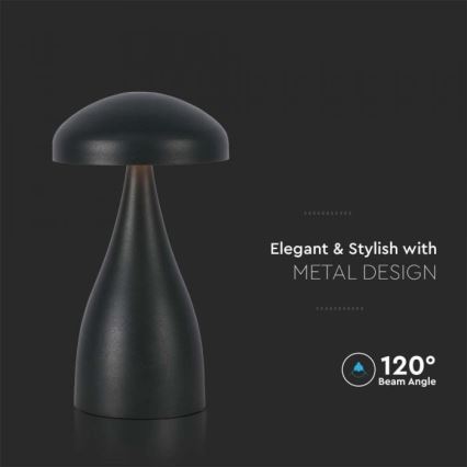 LED dimmbare wiederaufladbare Touch-Tischlampe LED/1W/5V 3000-6000K 1800 mAh schwarz