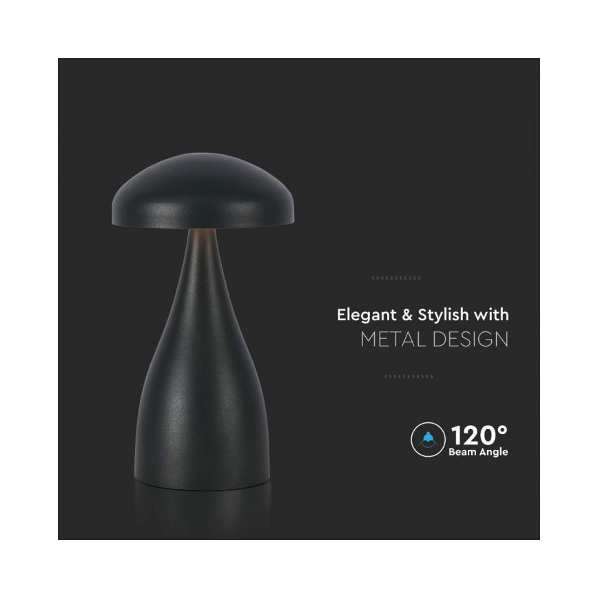 LED dimmbare wiederaufladbare Touch-Tischlampe LED/1W/5V 3000-6000K 1800 mAh schwarz