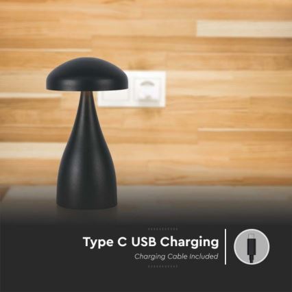 LED dimmbare wiederaufladbare Touch-Tischlampe LED/1W/5V 3000-6000K 1800 mAh schwarz