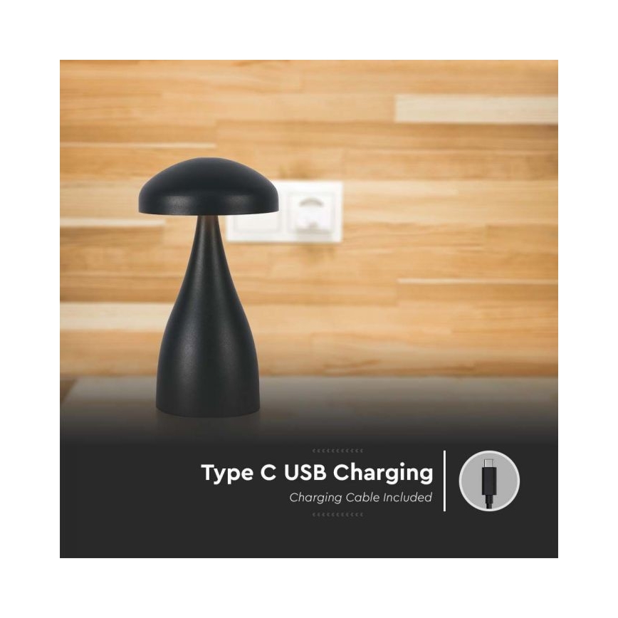 LED dimmbare wiederaufladbare Touch-Tischlampe LED/1W/5V 3000-6000K 1800 mAh schwarz