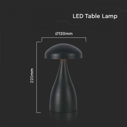 LED dimmbare wiederaufladbare Touch-Tischlampe LED/1W/5V 3000-6000K 1800 mAh schwarz