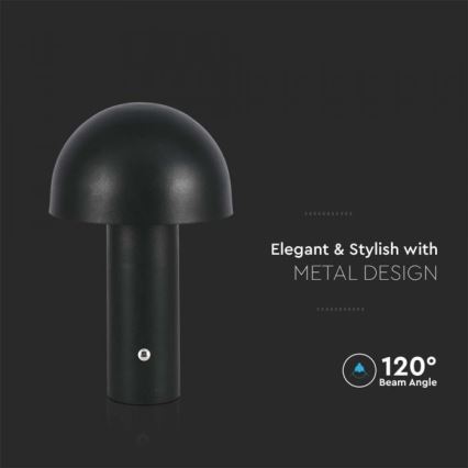 LED dimmbare wiederaufladbare Touch-Tischlampe LED/1W/5V 3000-6000K 1800 mAh schwarz