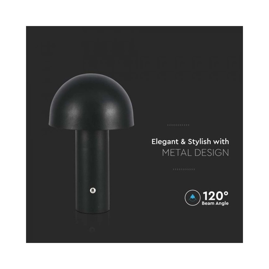 LED dimmbare wiederaufladbare Touch-Tischlampe LED/1W/5V 3000-6000K 1800 mAh schwarz