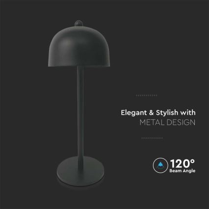 LED dimmbare wiederaufladbare Touch-Tischlampe LED/1W/5V 3000-6000K 1800 mAh schwarz