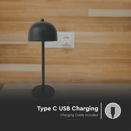 LED dimmbare wiederaufladbare Touch-Tischlampe LED/1W/5V 3000-6000K 1800 mAh schwarz