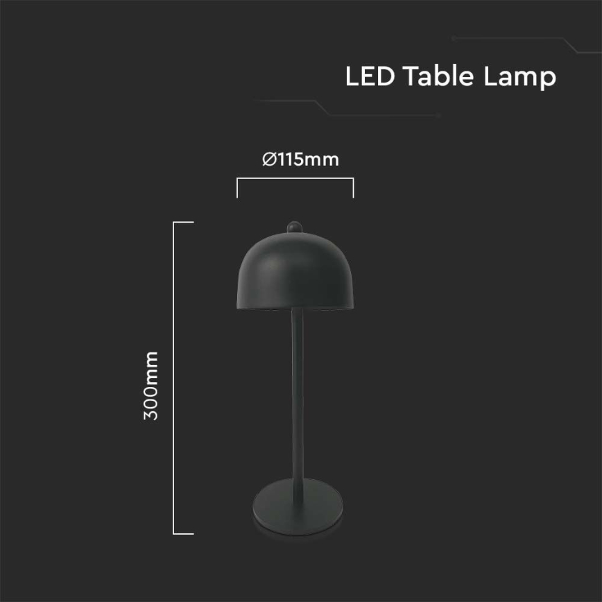 LED dimmbare wiederaufladbare Touch-Tischlampe LED/1W/5V 3000-6000K 1800 mAh schwarz