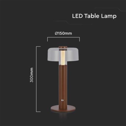 LED dimmbare wiederaufladbare Touch-Tischlampe LED/1W/5V 3000K 1800 mAh braun
