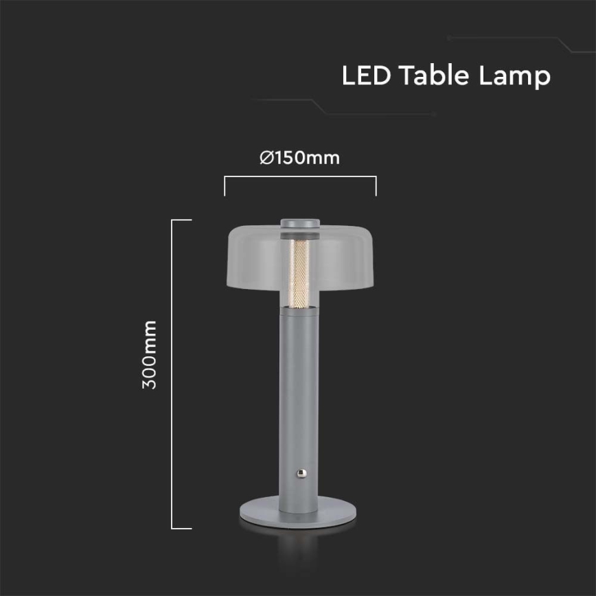 LED dimmbare wiederaufladbare Touch-Tischlampe LED/1W/5V 3000K 1800 mAh grau