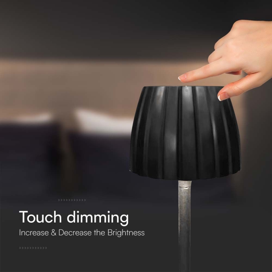 LED dimmbare, wiederaufladbare Touch-Tischlampe LED/2,7W/5V 3000/4000/6000K 1800 mAh schwarz