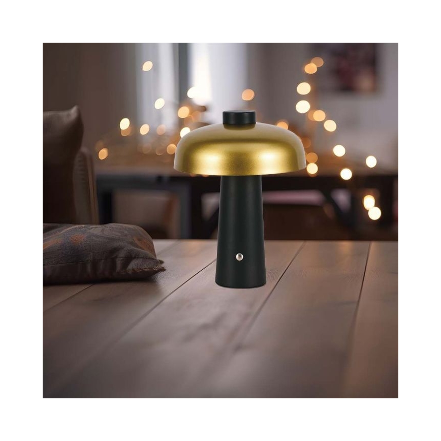LED dimmbare wiederaufladbare Touch-Tischlampe LED/3W/5V 3000-6000K 1800 mAh schwarz/gold