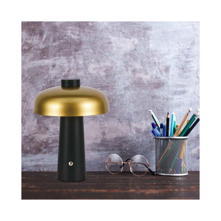 LED dimmbare wiederaufladbare Touch-Tischlampe LED/3W/5V 3000-6000K 1800 mAh schwarz/gold