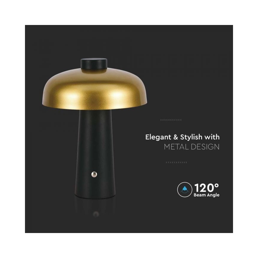 LED dimmbare wiederaufladbare Touch-Tischlampe LED/3W/5V 3000-6000K 1800 mAh schwarz/gold