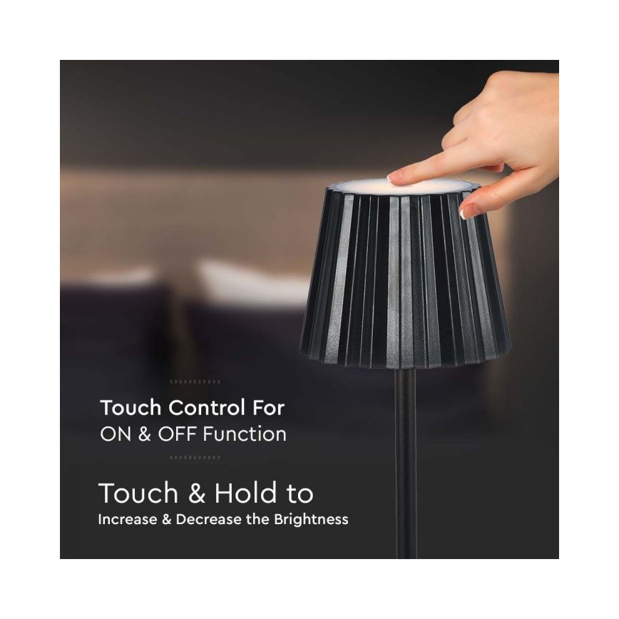LED dimmbare wiederaufladbare Touch-Tischlampe LED/4W/5V 3000-6000K 1800 mAh schwarz