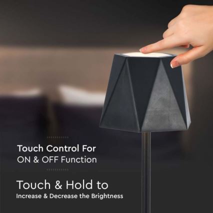 LED dimmbare wiederaufladbare Touch-Tischlampe LED/4W/5V 3000-6000K 1800 mAh schwarz